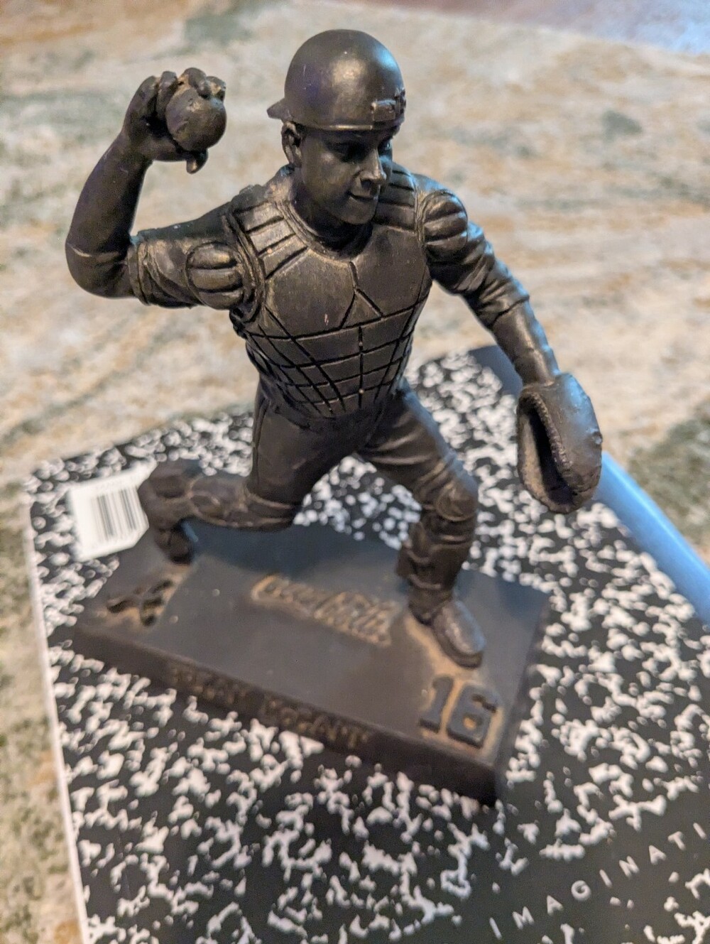 Vintage-Style Bronze Polished Resin Baseball Catcher Figurine Home Accent